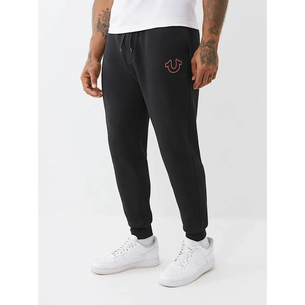 NEW True Religion Mens Black Jogger Pants Black XXL Horseshoe